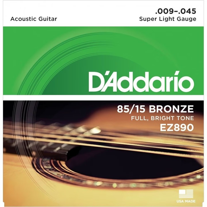 Комплект струни за акустична китара, D'Addario, Ultra Light, фосфорен бронз, 6 струни