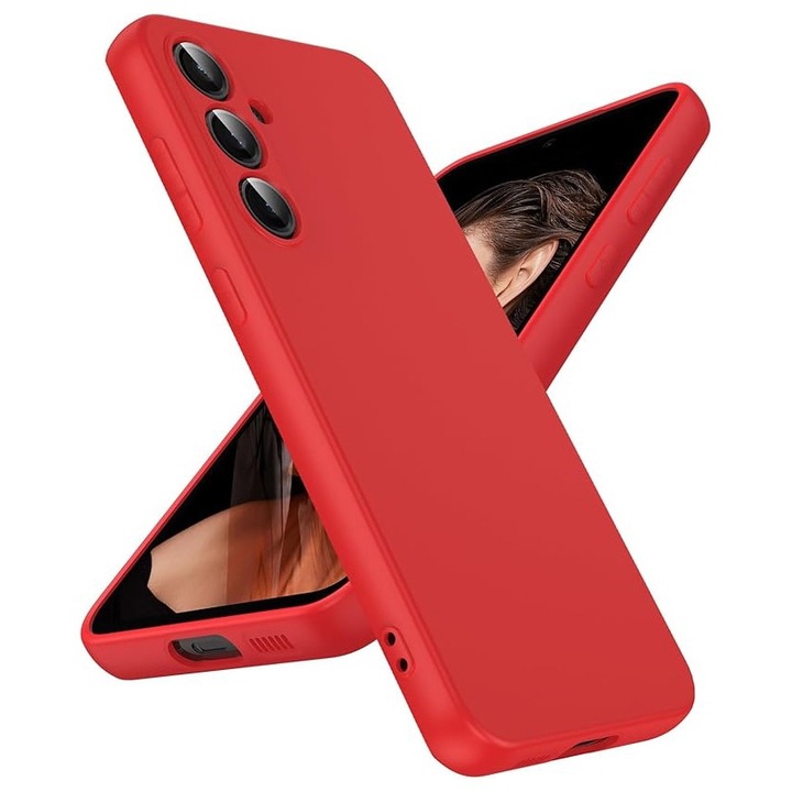 Husa pentru Samsung Galaxy S24 FE Daden® din Silicon, Ultra Slim, Calitate Premium, Interior din Microfibra, Protectie Sporita, Antisoc, Rosu