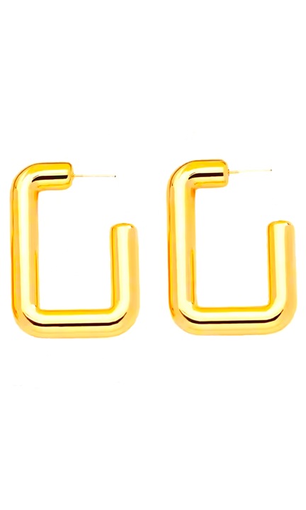 Cercei Patrati RIGHTEOUS Aurii din Otel Inoxidabil, tip Hoop deschis