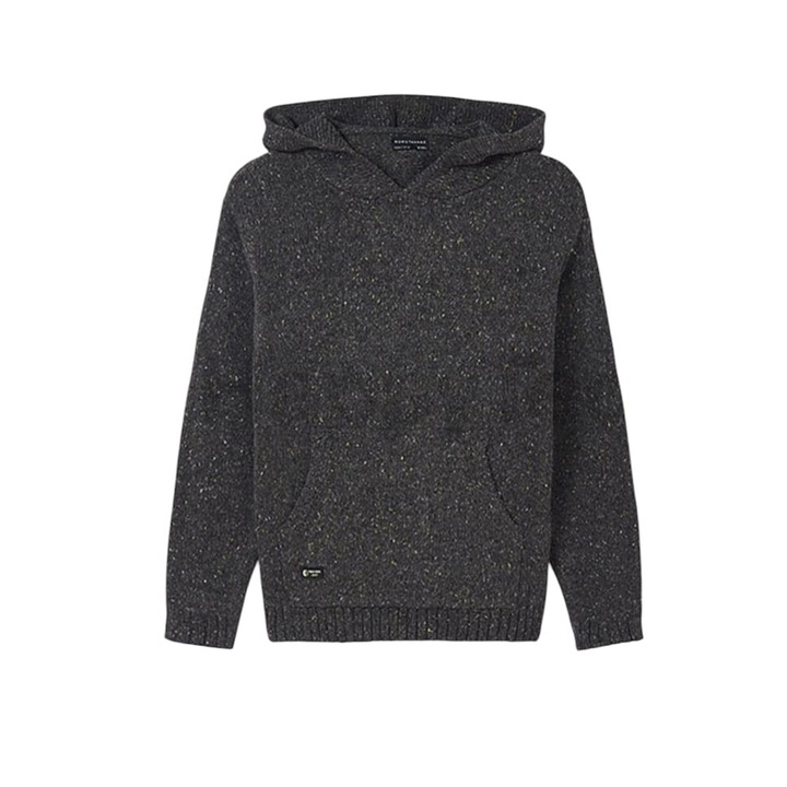 Szürke kötött kapucnis kapucnis fiúknak, 12 éves, 152 cm