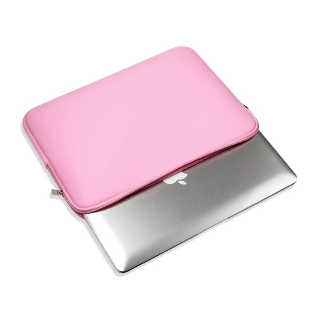 Husa de Protectie pentru MacBook Air/Pro 14 inch, Compatibila cu Alte Laptopuri, Impermeabila, Material Neopren, Interior Poliester, Fermoar Rezistent, 1 Compartiment Exterior, Slim si Usoara, Roz