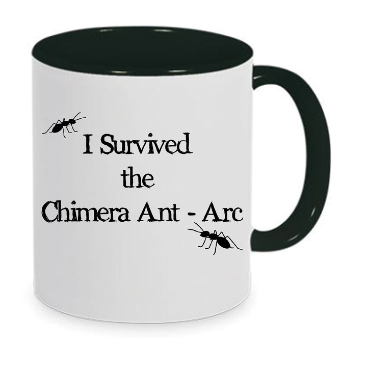 Cana ceramica Hunter x Hunter, I Survived the Chimera Ant Arc, alb-negru, 330ml