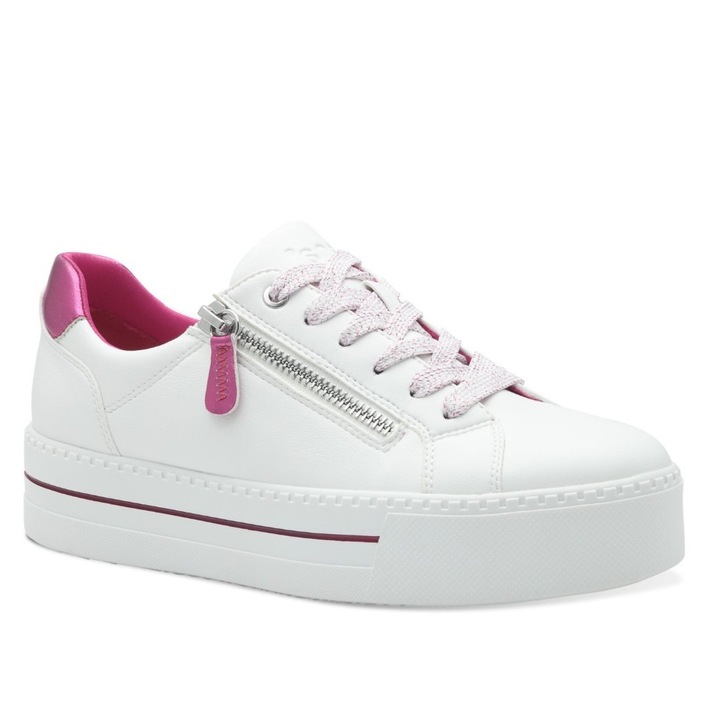 Jana Jana női sportos fűzős cipzáras fehér-fuxia félcipő 23767-43-153 07467
