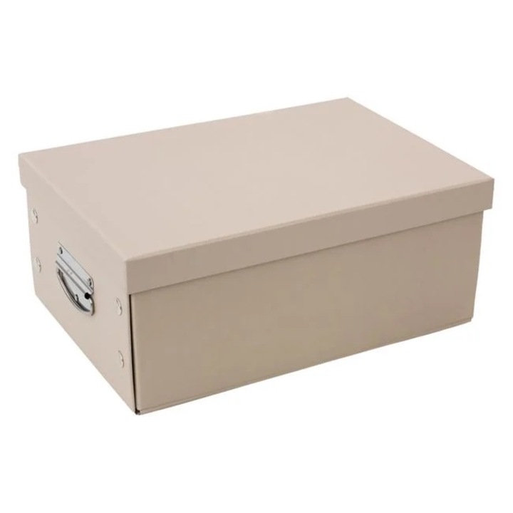 Nyland® összecsukható karton tárolódoboz bézs fogantyúval 32x22x14cm