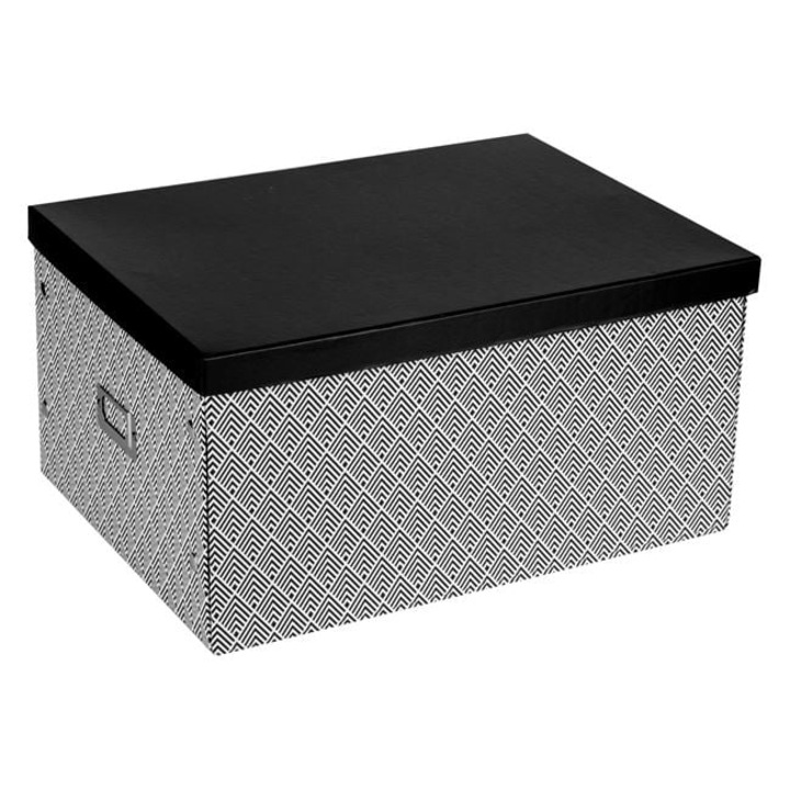 Nyland® fekete karton tárolódoboz fehér gyémántokkal és címkével 40x30x20cm