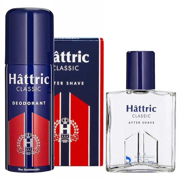 Комплект Hattric Classic, Афтършейв 100 мл и дезодорант спрей, с дискретен аромат, мъжки, 150 мл