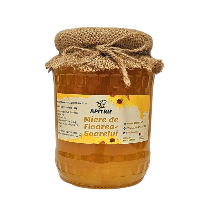 Miere de floare soarelui, APITRIF, 100% naturala, 950 g