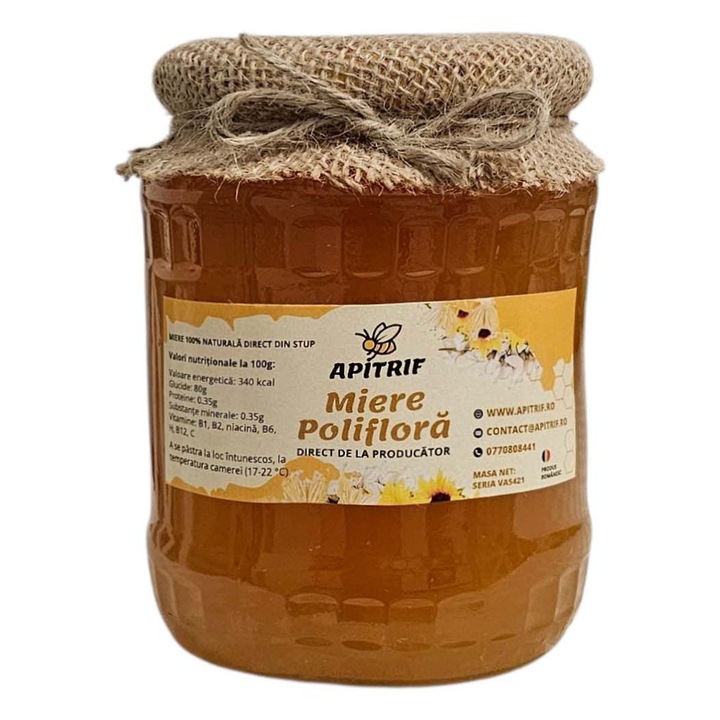 Miere Poliflora, APITRIF, Direct de le Producator,100% naturala, 950 g