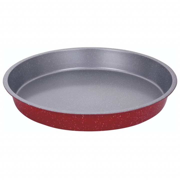 Tava pentru copt Oliver Voltz OV51222RN36, 36 cm, Otel carbon, Finisaj marmura, Rosu