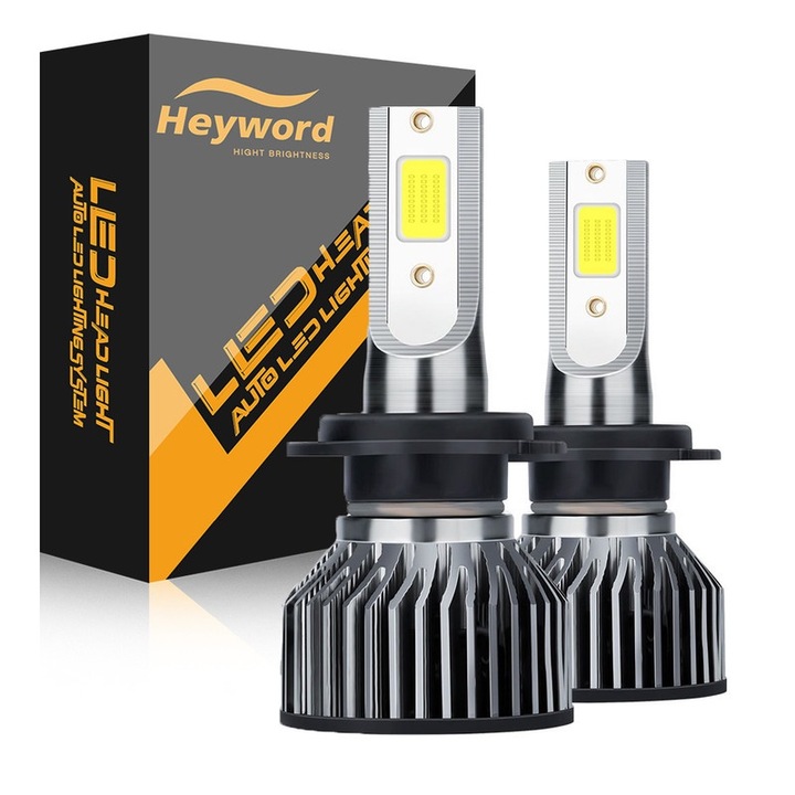 Heyword H7 LED фарове, 30000LM, 100W, 6000K, издръжлив алуминий