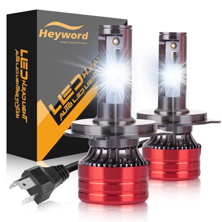 2 darabos LED izzókészlet V13 H4, Heyword, 120 W, 20000 lm