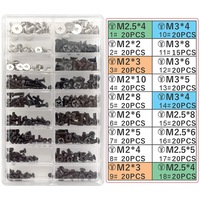 Pachet de 355 de suruburi de inlocuire, Pentru laptop pentru Lenovo/Toshiba/Samsung/HP, M2 M3 M2.5 Surub Standoffs pentru laptopuri universale si Hard Drive Disk M.2 SSD, Otel, Negru