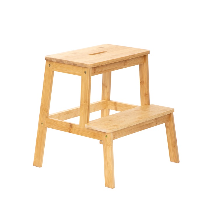 Bambusz zsámoly PASSO, Homla, 42,7x40x49,6 cm, stabil, természetes kivitel