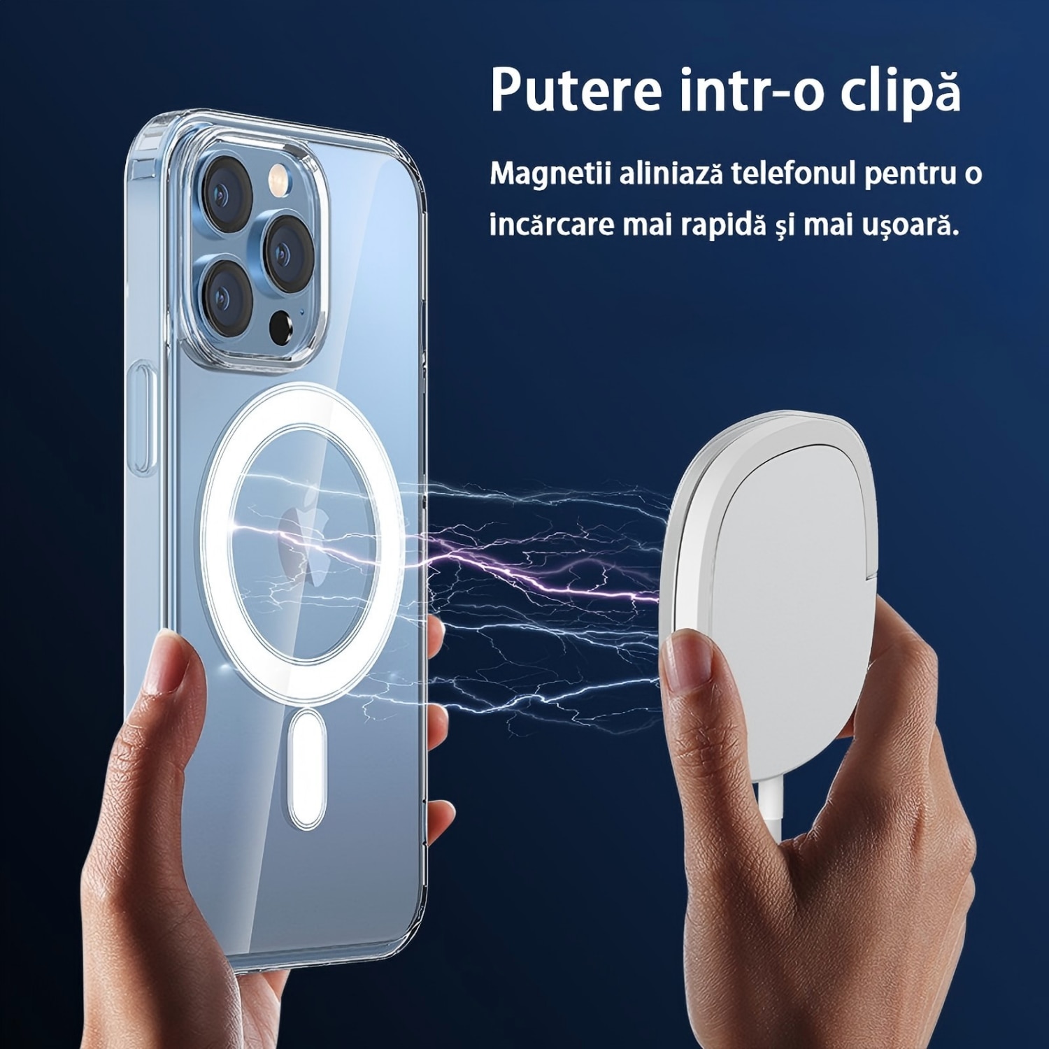 Husa compatibila cu iPhone 13 Pro Max, compatibila cu MagSafe, TPU Magnetic Case, Transparenta