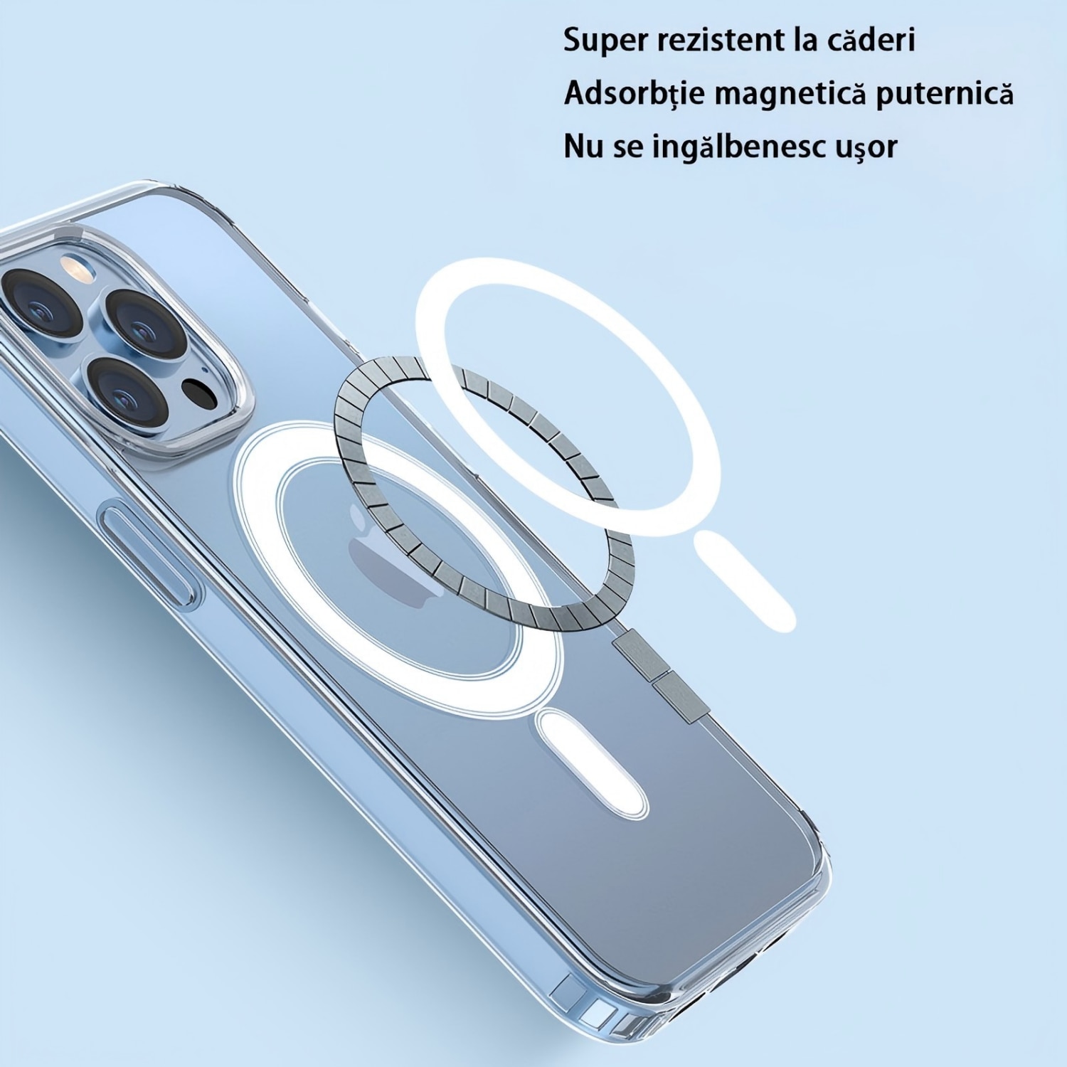 Husa compatibila cu iPhone 13 Pro Max, compatibila cu MagSafe, TPU Magnetic Case, Transparenta