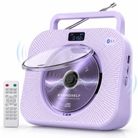 CD Player Portabil Multifunctional, BYONDSELF®, Bluetooth 5.1, Afisaj LED, 8 W, Difuzoare Duble HIFI Incorporate, Mod Sleep, cu Maner de Transport, Telecomanda, Adaptor, Violet