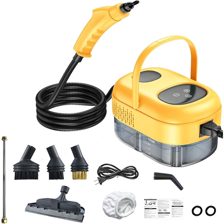 Gőztisztító, GOSTOCK®, több felület fertőtlenítésére, zsírtalanítására és mosására, érintőképernyő, 1100 ml-es tartály, 2500 W, 3 bar, 6 gőzbeállítási beállítás, 5 tartozék, 15S fűtés, aranysárga