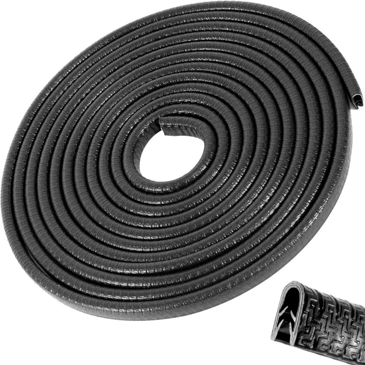 Комплект за защита за врати на кола 5м U-образна черна универсална