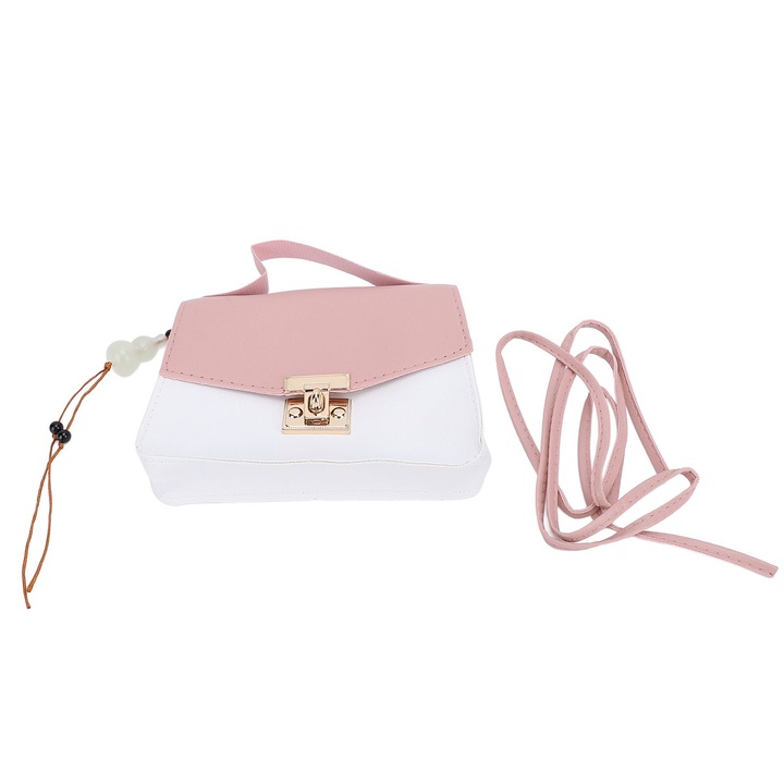 Női válltáska, hosszúkás, színes dizájn, karcálló, nagyméretű, rózsaszín