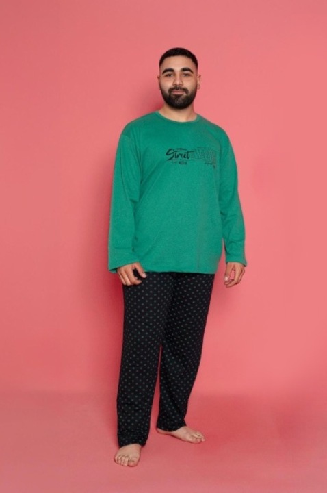 Pijama Barbati, Bluza + Pantaloni lungi, Street Wear, Marimi Mari, Verde