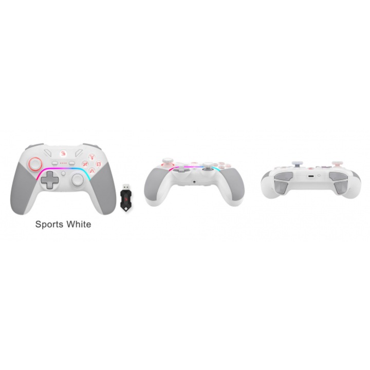 A4tech Bloody GPW70 játékvezérlő, kétmódusú vezetékes és vezeték nélküli, RGB, fehér