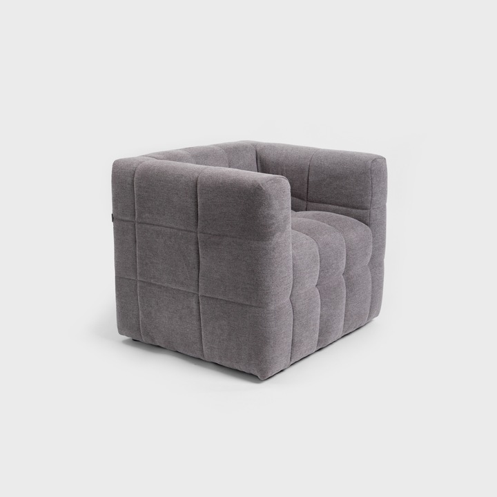 Кресло BISKOTO, Homla, сиво, 80x68x65 см, мека тапицерия, ергономична облегалка