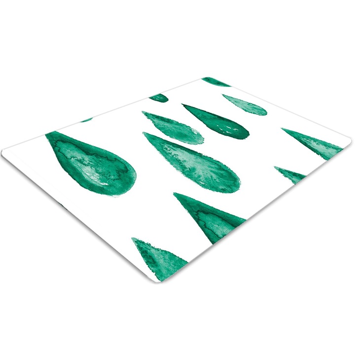 Covor PVC, Tulup, Vinil, Dreptunghi, Picaturi de ploaie, Verde, 100 cm x 70 cm, 010250310010100011181