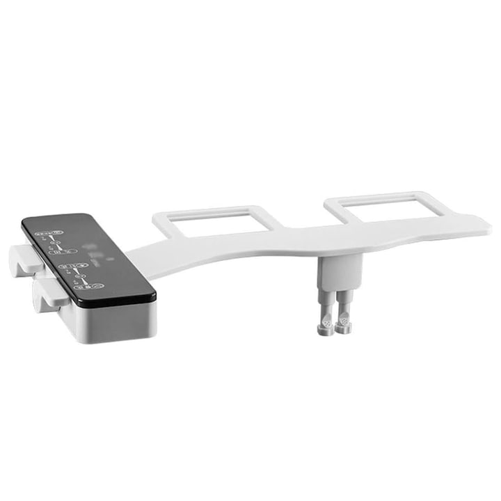 Elindor® Неелектрическо биде за капак на тоалетна, регулиране на топлата и студената вода, телескопична функция и автоматично почистване, идеално за ежедневна хигиена, бяло-бяло/черно