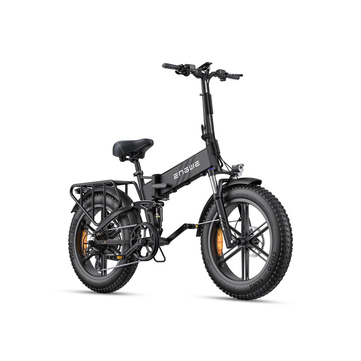 Bicicleta Electrica ENGWE ENGINE Pro 2.0, Baterie de 52V 16Ah, Motor cu Putere Maxima de 750W, Anvelope 20x4.0 Fat, Frane Hidraulice, Suspensie Completa, Shimano cu 8 Viteze, Pliabila, Bicicleta Electrica pentru Adulti, Autonomie de 110KM, Negru