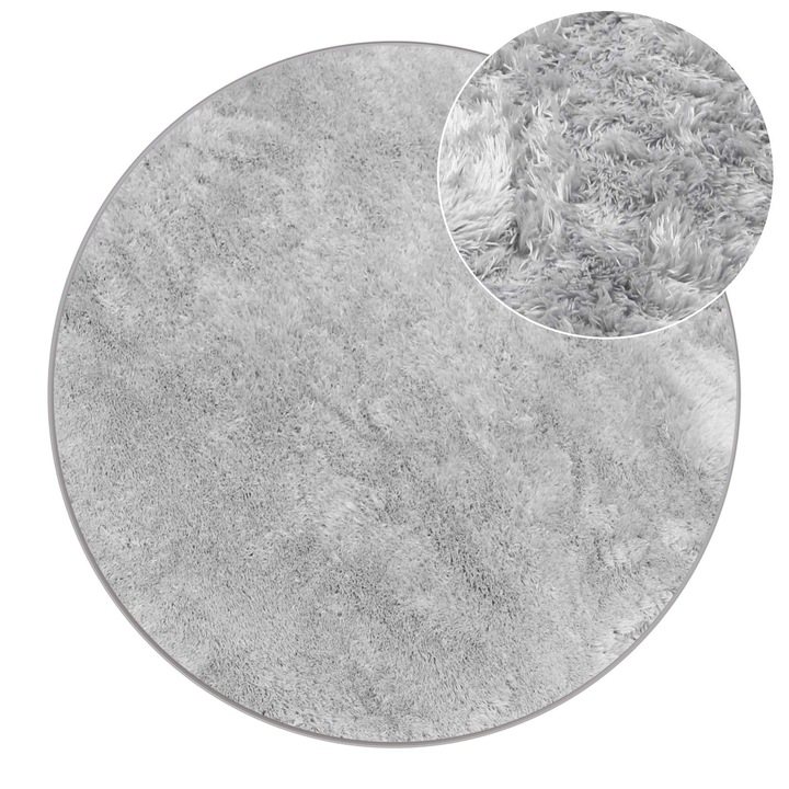Килим, elSimone, Микрофибър, Овал, 160 x 160, Сив, Сребрист