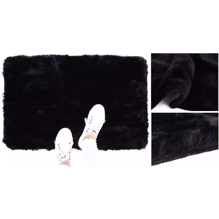 Килим, elSimone, полиестер, правоъгълник, 100 x 60, черен