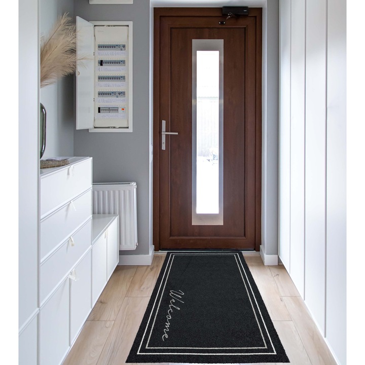 ElSimone csúszásgátló bejárati ajtószőnyeg, textil, 66 x 120 cm, téglalap, fekete