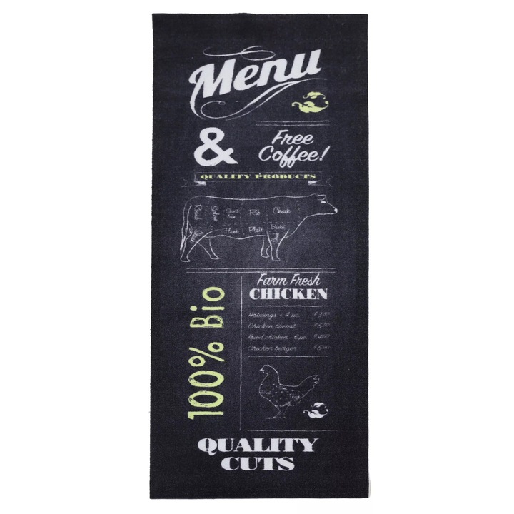 Lábtörlő csúszásgátló szőnyeg, elSimone, Textil, 50 x 150 cm, Téglalap, Fekete, Szürke