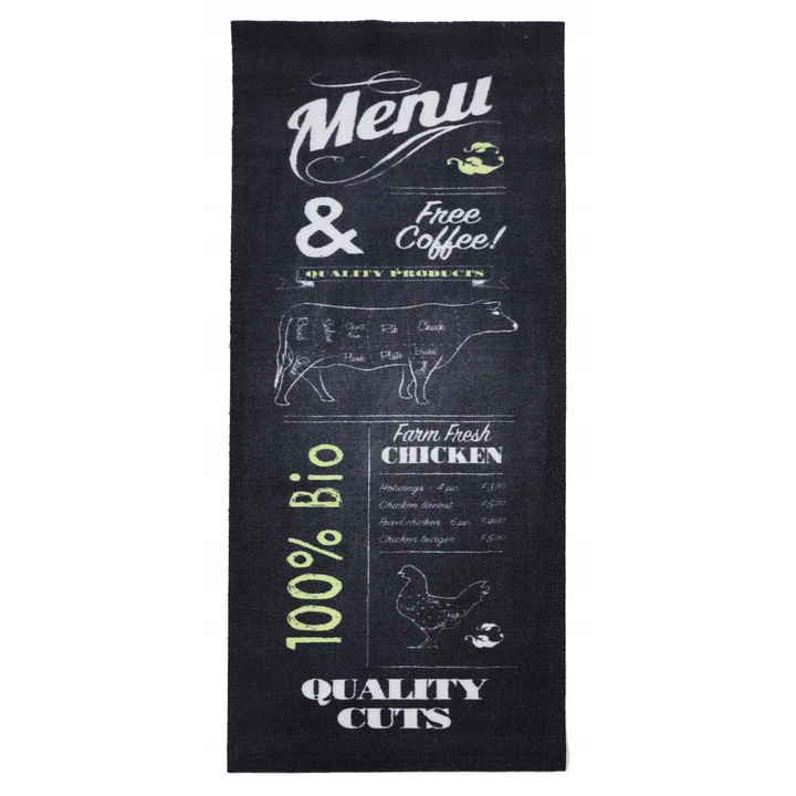 Covor, elSimone, 50 x 150 cm, Antiderapant Pentru Usa Intrare, Textil, Antiderapant, Sigur, Protejeaza Podeaua, Usor De Curatat, Dreptunghi, Negru, Gri