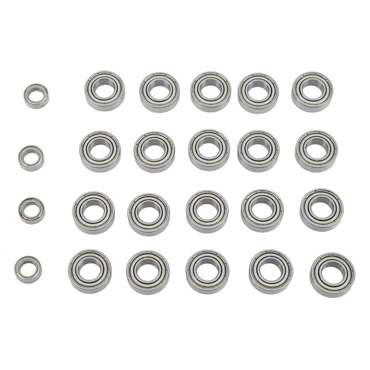Set 24 rulmenti cu bile argintii 1/8 RC Enforose, dimensiuni 16x8x5mm si 10x6x3mm
