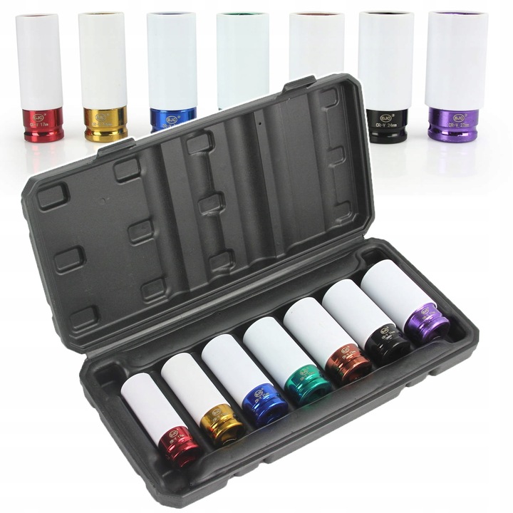 Set 7 tubulare lungi impact jante aliaj cu protectie cauciuc 17-27mm (M58269)