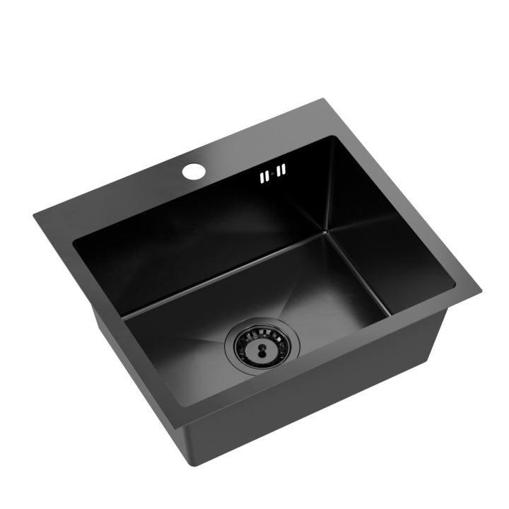 Chiuveta din otel MyQ Leo 10 negru (50x45x20) cu sifon cu 1 cuva