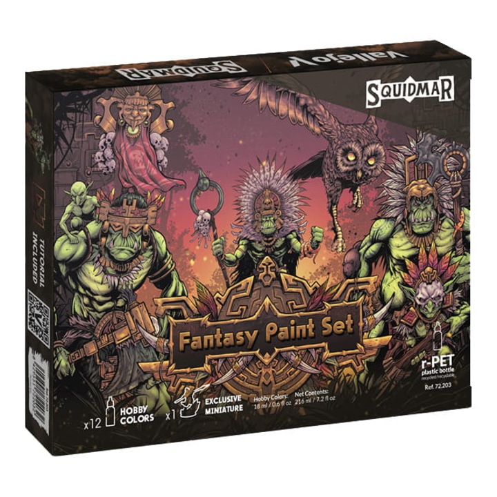 Комплект бои 72.203 Fantasy Paint Set от Squidmar Miniatures с фигура, Vallejo, 12 x 18 ml