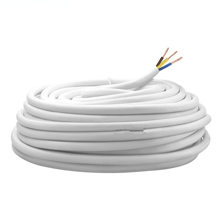 Cablu Electric Litat MYYM Alb 3x1mm, 100m – Cablaj pentru Instalatii Electrice, Rezistent si Fiabil