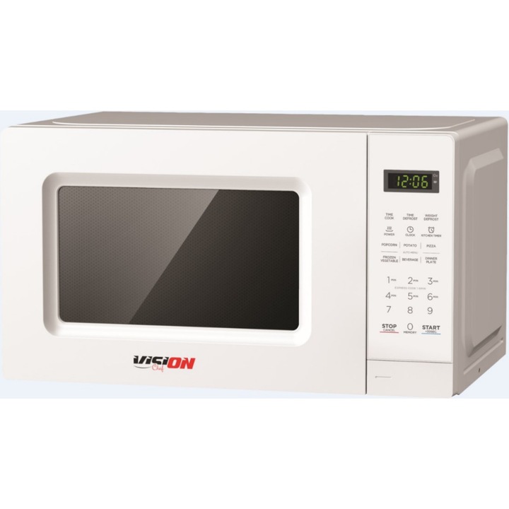 Микровълнова фурна Vision Chef VCM20CDA, 20 л, 700 W, 11 степени на мощност, Дигитално управление, Бяла