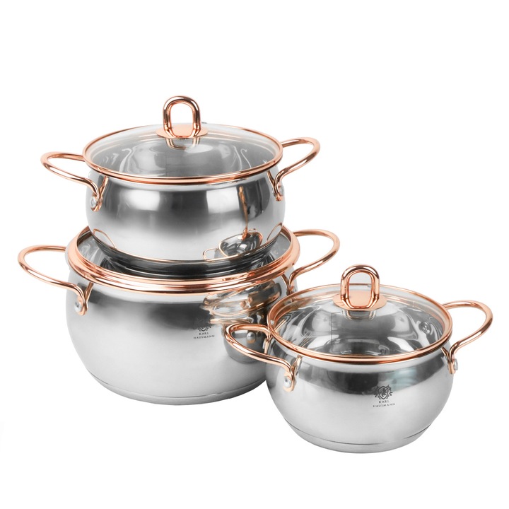 Set oale inox 6 piese Karl Hausmann, 1.9L, 2.6L, 4.7L, capace sticla, inox