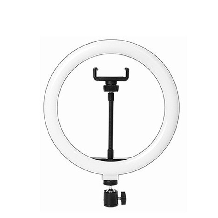 RingLight kör alakú lámpa, Flippy, ABS-ből, 120 LED, 3 fényszín, 3 intenzitási fokozat, 360 forgatás, 26 cm átmérő, fekete