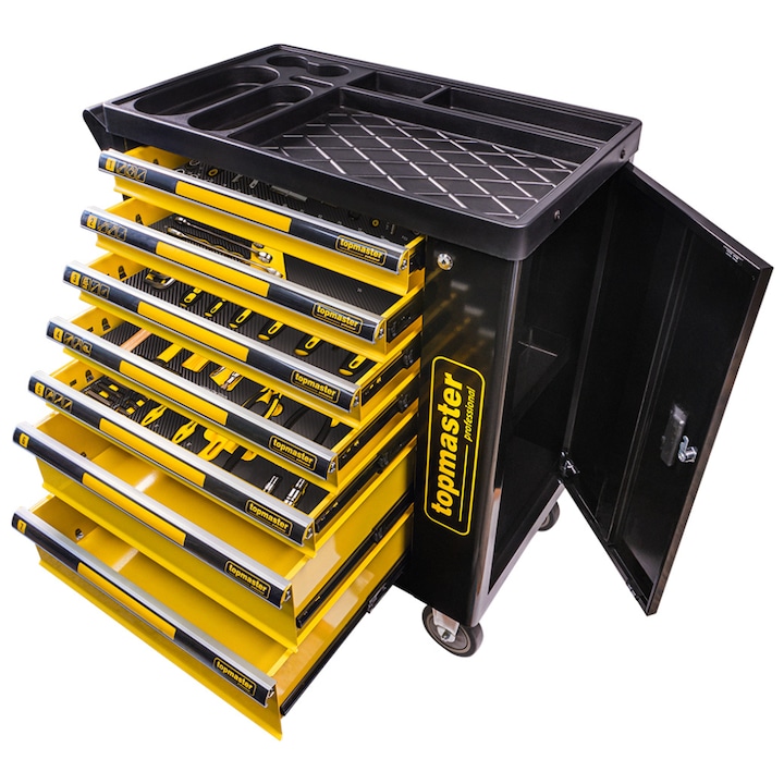 Количка за инструменти Topmaster Profesional, комплект, 7 чекмеджета, 219 части