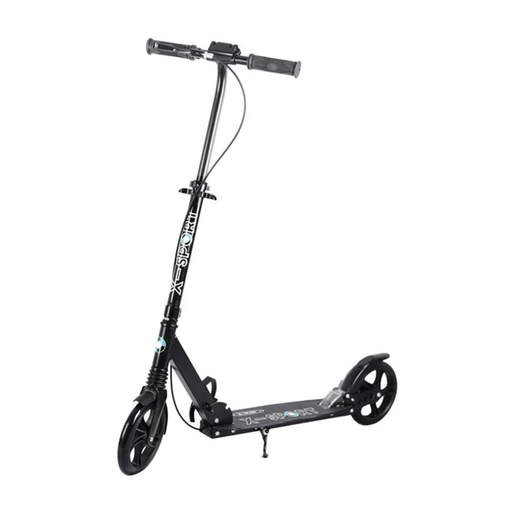 Tротинетка, Алуминиева, Сгъваема, До 100 кг, Черен, Кормило от 85 до 100 см