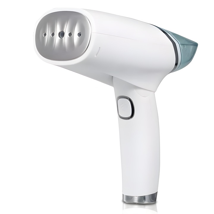 Уред за вертикално гладене с пара MDHL MT05, 1000 W, Променлива пара до 17 гр/мин, Контейнер за вода 100 мл, Бързо нагряване 15 секунди, Бяло зелено