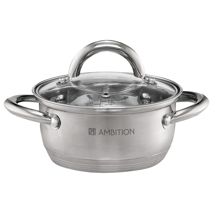 SOLAR edény fedéllel 1,9L, Ambition, rozsdamentes acél, ezüst
