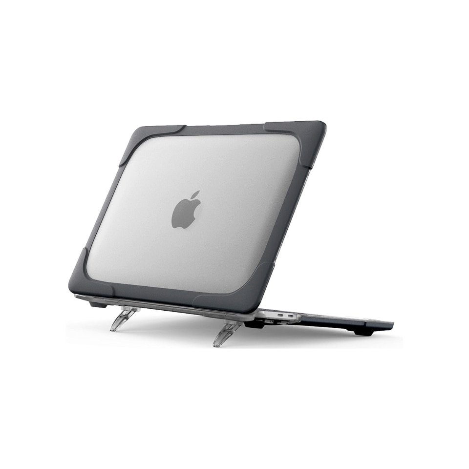 Husa pentru MacBook, ProCase, Pro 13 Inch 2022/2020, A2338/A2251/A2289, Rezistenta, Carcasa Rigida, in doua straturi, Protectie Completa cu Suport Multifunctional, Negru