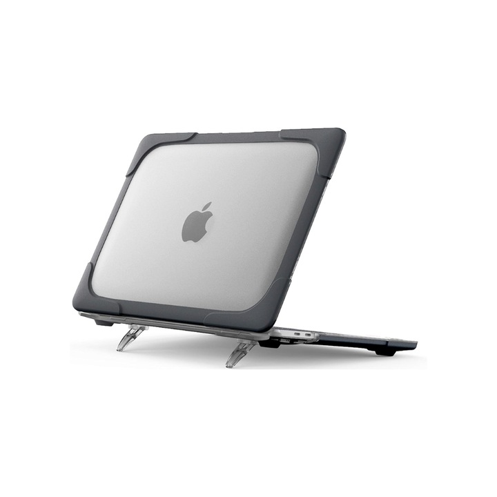 ProCase tok, MacBook Pro 13 hüvelykes 2022/2020, A2338/A2251/A2289 készülékekhez, tartósság, kemény héj, két réteg, teljes védelem multifunkcionális állvánnyal, fekete
