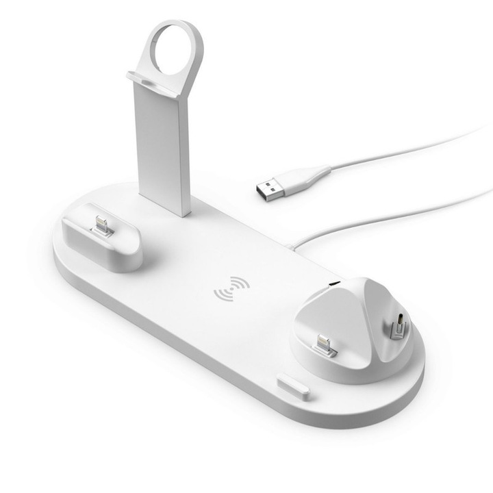 15 W-os vezeték nélküli töltő, 3 az 1-ben, fehér, Apple eszközökhöz – Ideális gyorstöltéshez és hordozhatósághoz