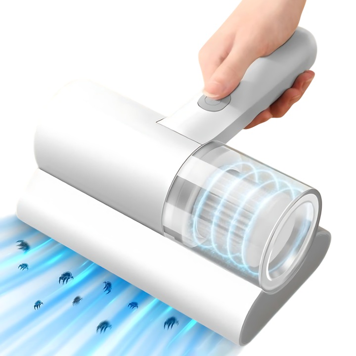 Aspirator pentru indepartarea acarienilor, Fudisenn®, Lmp UV, wireless, Cpcitte 200 ml, Igienizre profund, Usor si mnevrbil, Cu 20000 de vibrtii pe minut, Alb